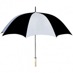 White/Black Wood Handled Automatic Custom Umbrella