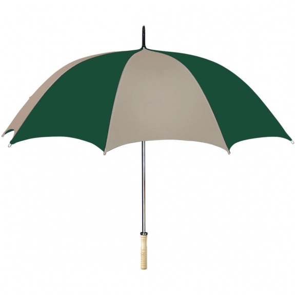 Khaki/Forest Wood Handled Automatic Custom Umbrella
