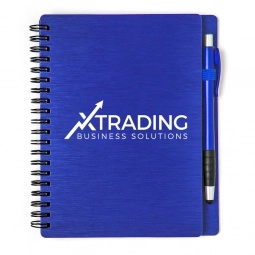 Metallic Textured Custom Notebook w/ Stylus Pen - 5"w x 7"h