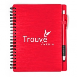 Red Metallic Textured Custom Notebooks w/ Stylus Pen - 5"w x 7"h