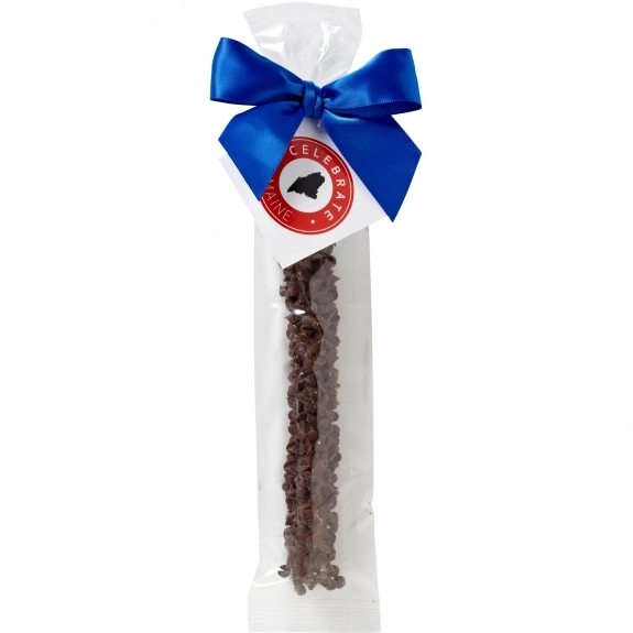 White Full Color Promotional Chocolate Covered Pretzel Rods - Dark Chocolat