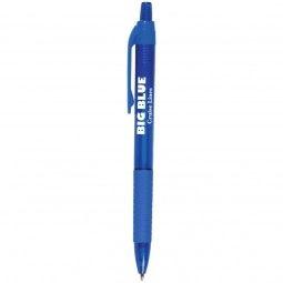 Translucent Blue Translucent Slim Custom Pen w/ Rubber Grip
