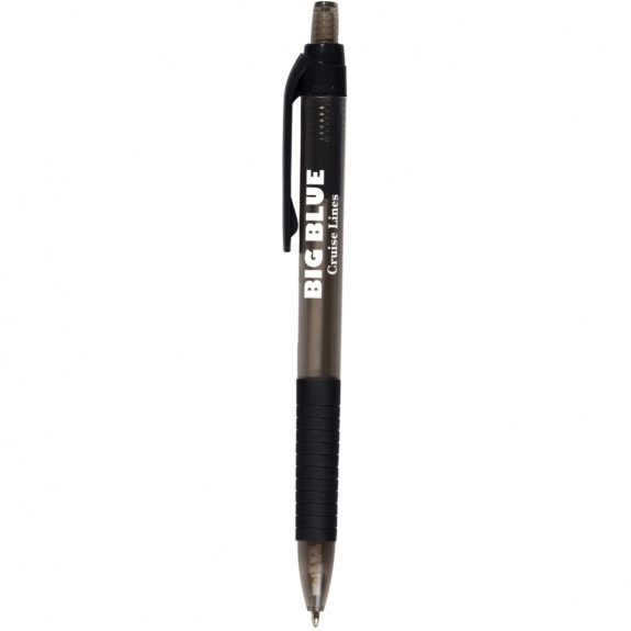 Translucent Charcoal Translucent Slim Custom Pen w/ Rubber Grip
