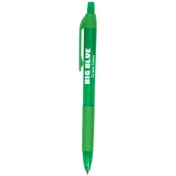 Translucent Green Translucent Slim Custom Pen w/ Rubber Grip