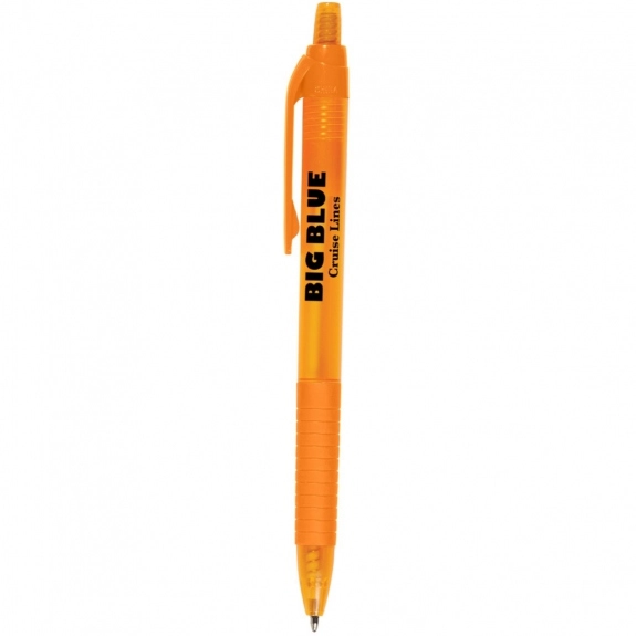 Translucent Orange Translucent Slim Custom Pen w/ Rubber Grip