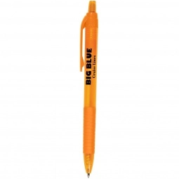 Translucent Orange Translucent Slim Custom Pen w/ Rubber Grip