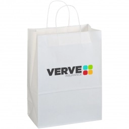 Full Color Matte Promotional Shopping Bag - White - 10"w x 13"h x 5"d