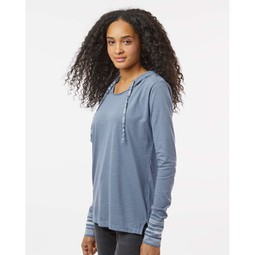 Side Heathered Jersey Branded Hooded Tunic - Women's