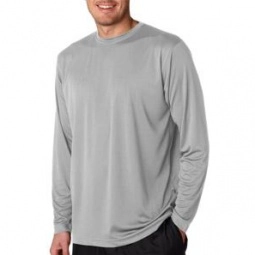 Gray UltraClub Long-Sleeve Micro Fabric Logo T-Shirt - Men's - Colors