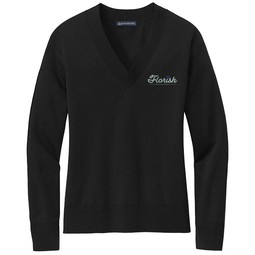 Deep black - Brooks Brothers&#174; Cotton Stretch Logo V-Neck Sweater - Wom