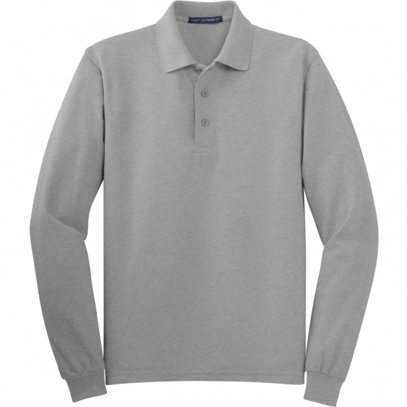 Cool Grey Port Authority Long-Sleeve Silk Touch Custom Polo Shirt
