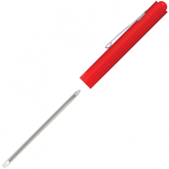 Red Reversible Blade Promotional Screwdriver w/ Button Top