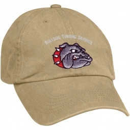 Khaki Logo Embroidered Unstructured Washed Cap