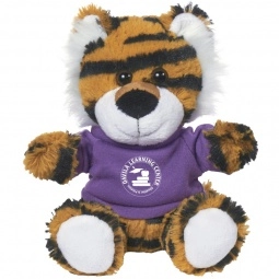 Plush Tiger Mascot Stuffed Animal w/ Custom Shirt - 6"