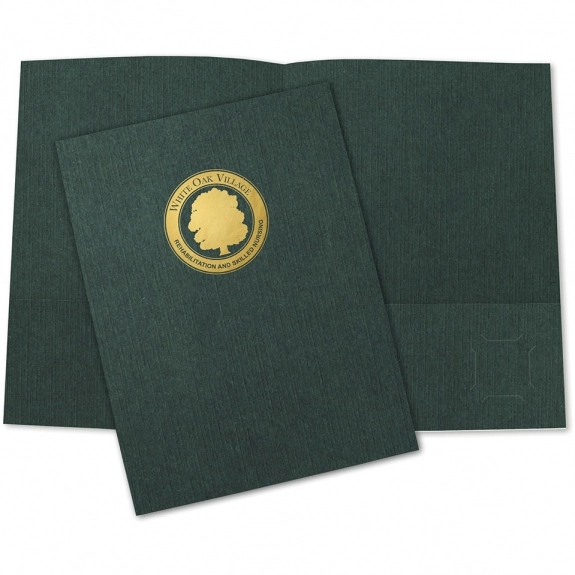 Forest Green Designer Linen Presentation Custom Folders - 9"w x 12"h