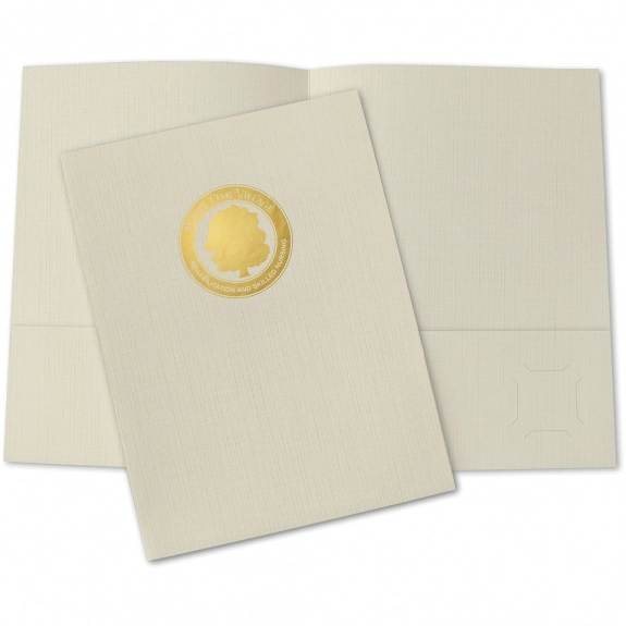 Ivory Designer Linen Presentation Custom Folders - 9"w x 12"h