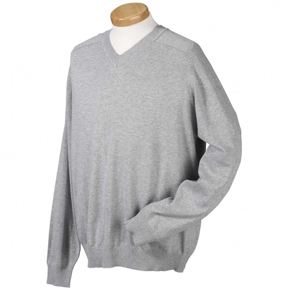 Grey Heather Devon & Jones Classic V-Neck Custom Sweater - Women's
