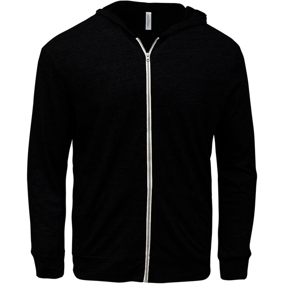 Solid black - Threadfast Triblend Full-Zip Hooded Custom Sweatshirt