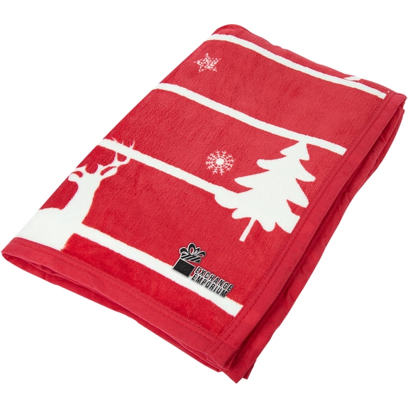 Red Winter's Nap Large Custom Holiday Throw Blanket - 60" x 80"