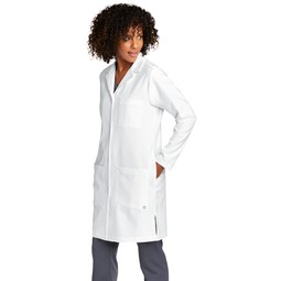 Front - WonderWink&#174; Embroidered Long Lab Coat - Women's
