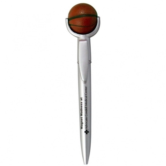 Silver Basketball Shaped Squeeze Top Customized Pen