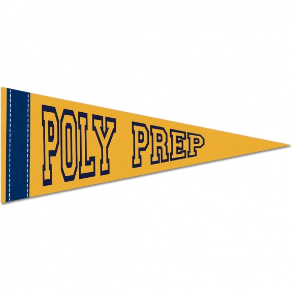 Gold Colored Felt Promotional Pennant w/ Contrast Strip - 10"w x 4"h