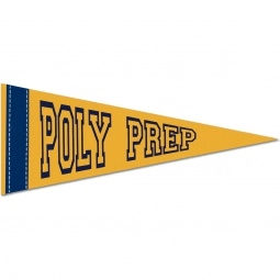 Gold Colored Felt Promotional Pennant w/ Contrast Strip - 10"w x 4"h