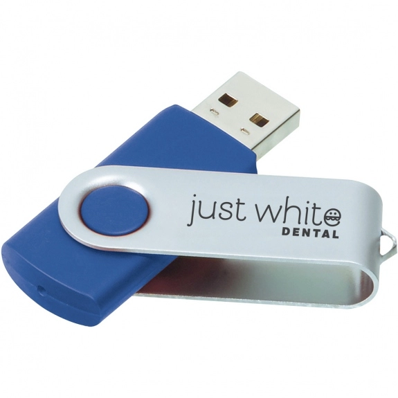 Blue/Silver Printed Swing Custom USB Flash Drives - 16GB