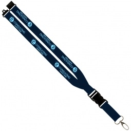 Navy Polyester Lanyard with Side Buckle Release - 1"