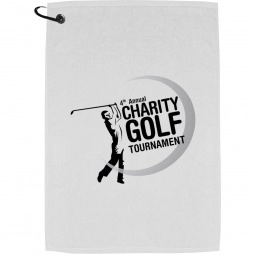 Terry Velour Custom Golf Towel w/ Carabiner - 16" x 25"