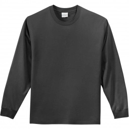 Charcoal Port & Company Long Sleeve Essential Logo T-Shirt