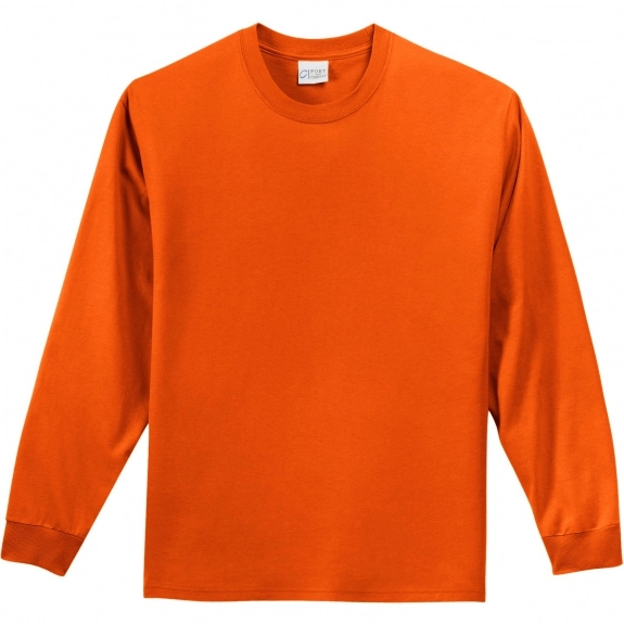 Orange Port & Company Long Sleeve Essential Logo T-Shirt 