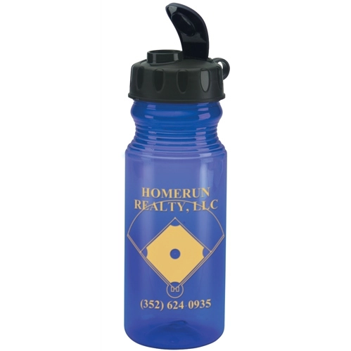 Translucent Blue Flip & Sip BPA-Free Imprinted Sports Bottle