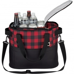 In Use Plaid Custom Cooler Bag - 12 Can