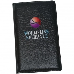 Black Full Color Leatherette Custom Padfolio w/ Sticky Notes and Flags