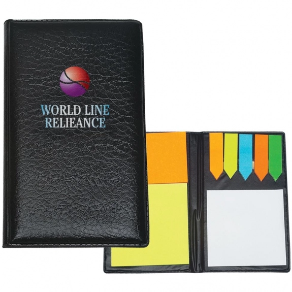 Full Color Leatherette Custom Padfolio w/ Sticky Notes and Flags
