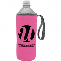 Hot Pink Insulated Water Bottle Custom Holder w/ Carry Strap