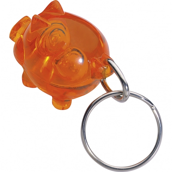 Translucent Orange Full Color Little Piggy Custom Keychains
