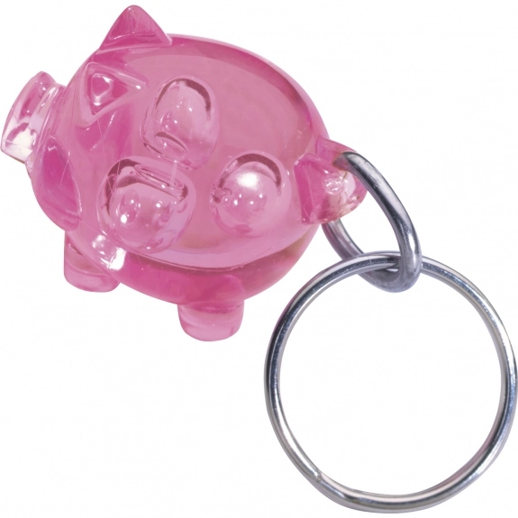 Translucent Pink Full Color Little Piggy Custom Keychains
