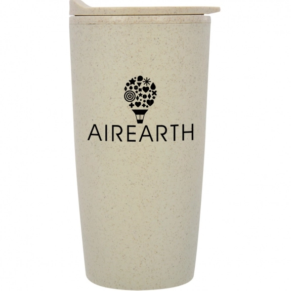 Natural - Colored Wheat Straw Promotional Tumbler w/ Lid - 20 oz.