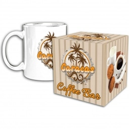 White Full Color Coffee Mug Box Custom Packaging - 4"w x 4"h x 4"d