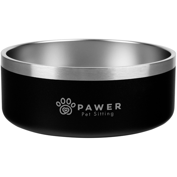 Black - Stainless Steel Branded Pet Bowl - 40 oz.
