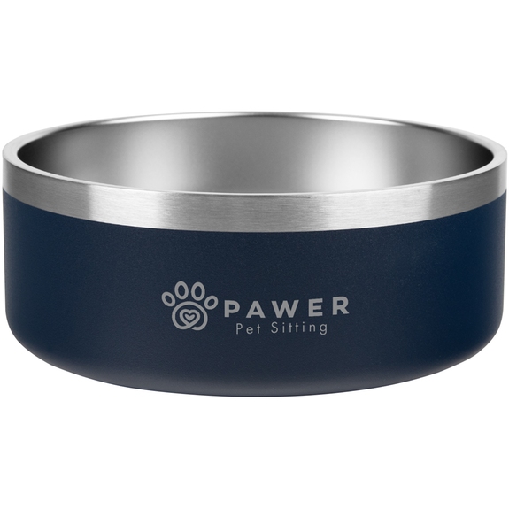 Navy blue - Stainless Steel Branded Pet Bowl - 40 oz.