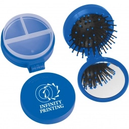 Blue 3 in 1 Promotional Pill Box and Brush Set