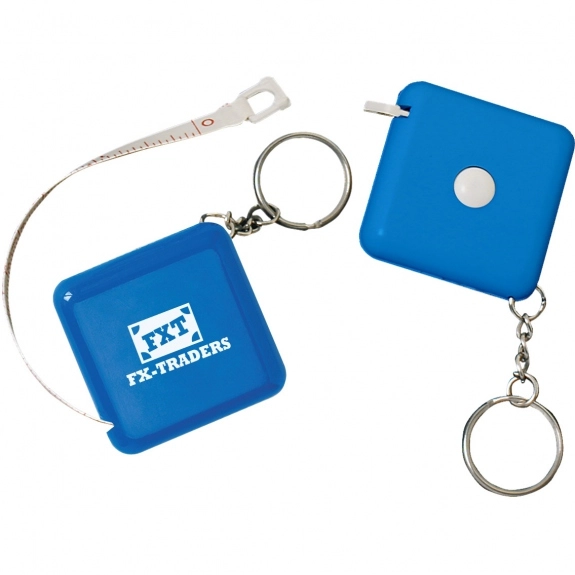 Solid Blue Custom Tape Measure w/Keychain