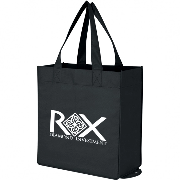 Black Non-Woven Folding Grocery Promotional Tote 