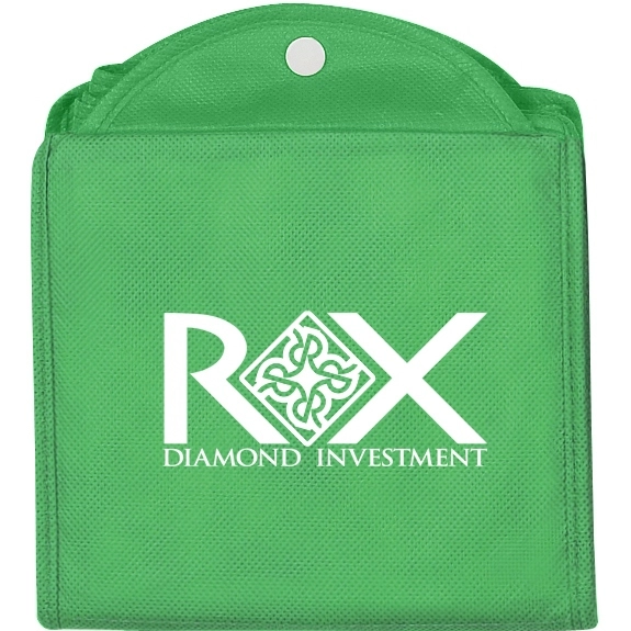 Folded - Green Non-Woven Folding Grocery Promotional Tote 