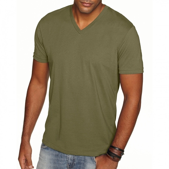 Military Green Next Level Premium Fitted Sueded V-Neck Custom T-Shirts