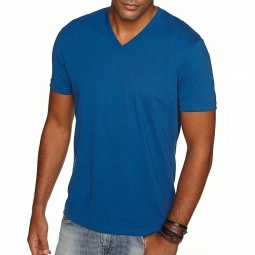 Cool Blue Next Level Premium Fitted Sueded V-Neck Custom T-Shirts