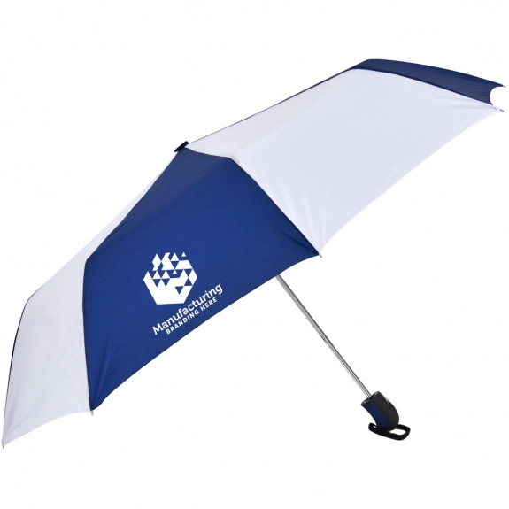 Royal/White - Folding Auto Open Custom Umbrellas w/ Sleeve - 44"